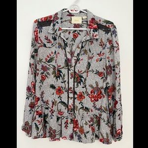 Maeve Anthropologie Floral Top Sz MEDIUM